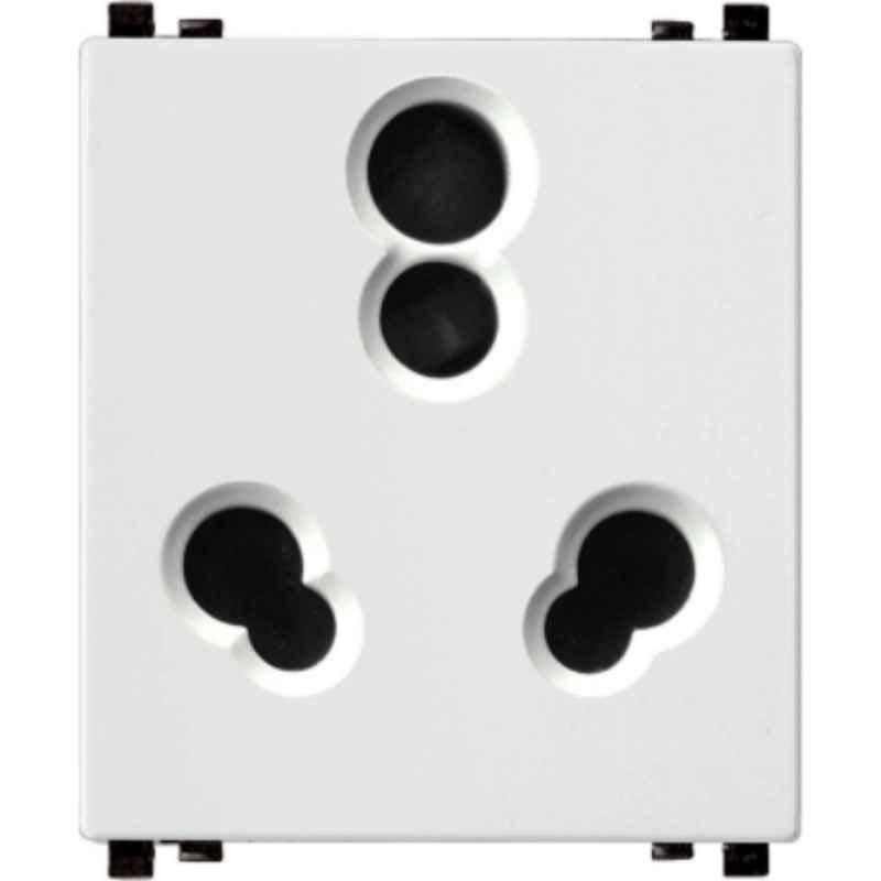 Schneider Electric ZENcelo 6-16A 2P+E 3 Pin 2 Module White Socket Outlet with Shutter, IN8426/16