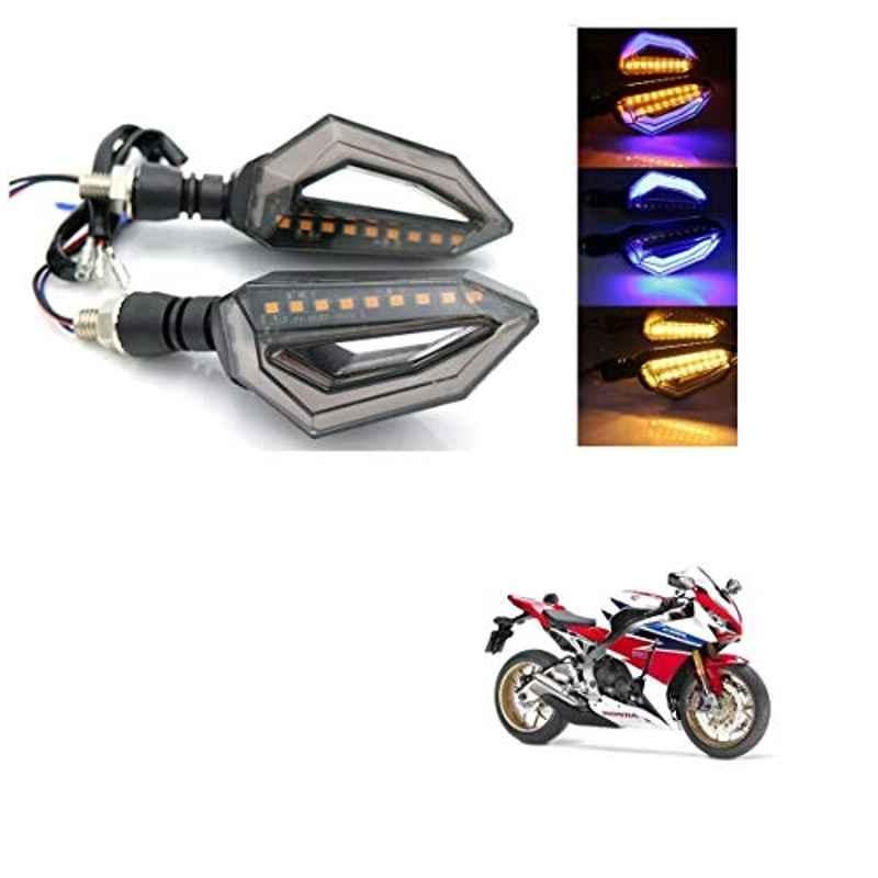Kozdiko 4 Pcs Bike D Shaped 9 LED Front & Rear Side Turn Signal Indicator Light Set for Honda CBR 1000