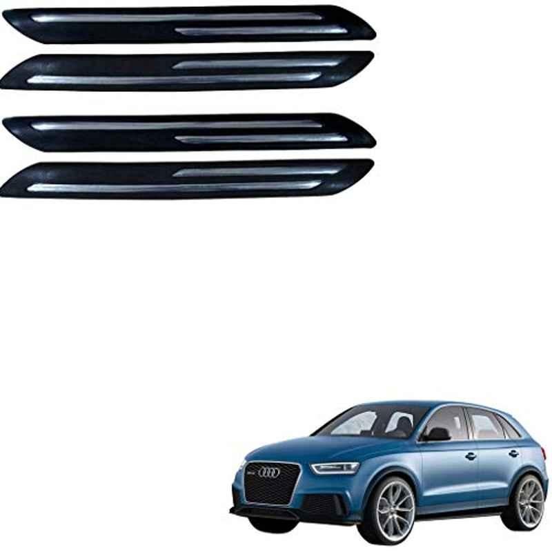 Kozdiko 4 Pcs PVC Black Double Chrome Finish Car Bumper Protector Set for Audi Q3