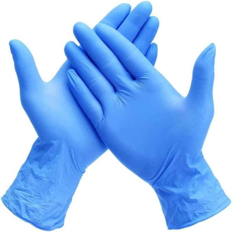 Torix 100 Pcs Nitrile Blue Disposable Exam Hand Gloves Box, Size: L