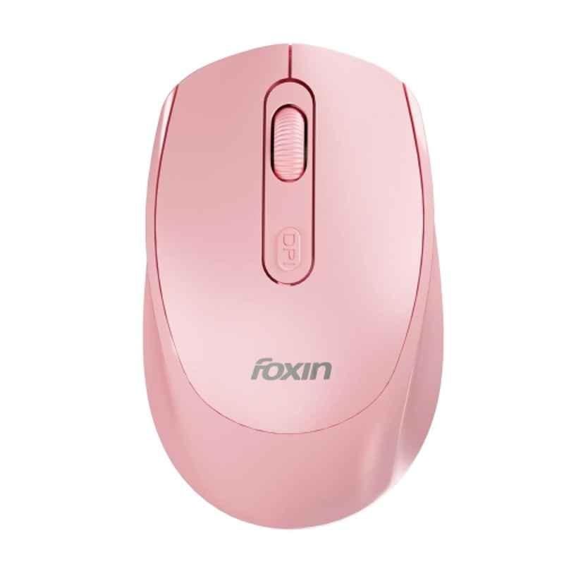 Foxin Flow 1600DPI 2.4 GHz Pink Wireless Optical Mouse with Rechargeable Battery & Dual Connectivity for Laptop, MacBook & PC