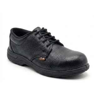 Hind Pro V-4 Barton Print Synthetic Leather PU Steel Toe Black Safety Shoe for Men, Size: 8