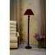 Tucasa Mango Wood Dark Brown Floor Lamp with Maroon Conical Polycotton Shade, WF-130