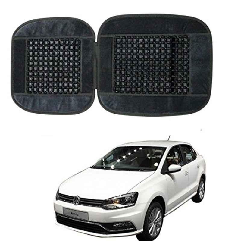 Kozdiko Car Wooden Bead Seat Cover Cushion with Grey Velvet Border for Volkswagen Ameo