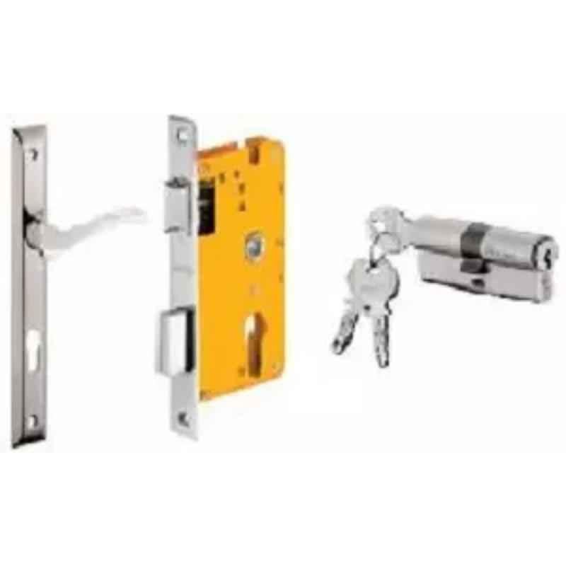 Dorset ML Series Fina 60mm Stainless Steel Silver Chrome Finish Door Handle Lock Set with Both Side Key Cylinder, ML FIN (Pack of 4)