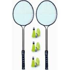 STYRKR Alloy Steel Black Badminton set with 6 nylon Shuttlecocks