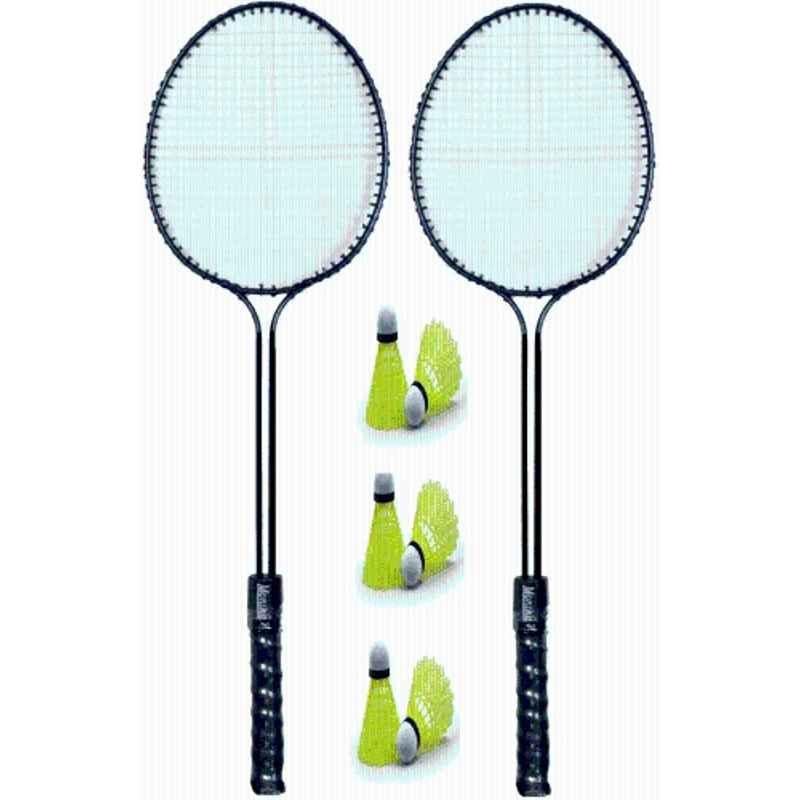 STYRKR Alloy Steel Black Badminton set with 6 nylon Shuttlecocks
