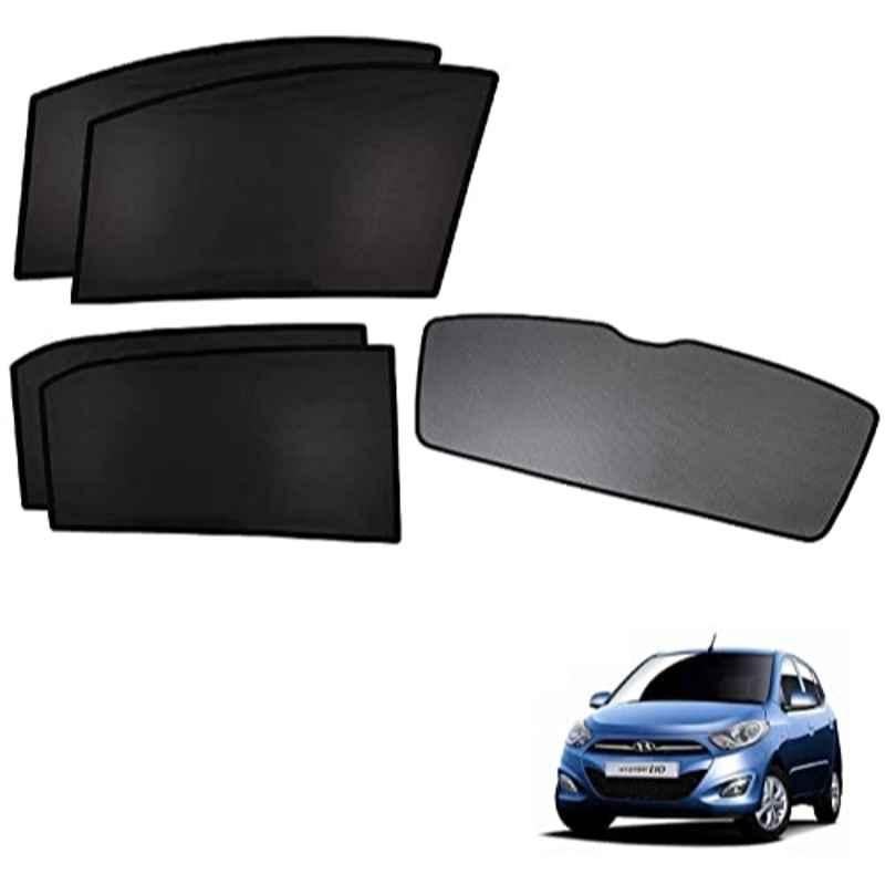Kozdiko 5 Pcs Polyester Black Non Magnetic Window & Rear Sun Shades Set for Hyundai i10