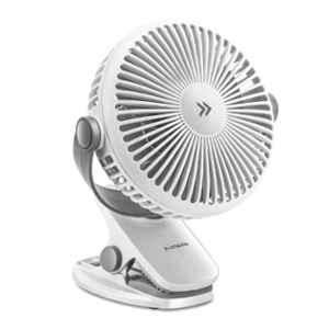 Longway Clipzy 10W 2000mAh Plastic White Rechargeable Portable Clip Fan with 360 deg Rotation & 3 Speed Control & 1 Year Warranty