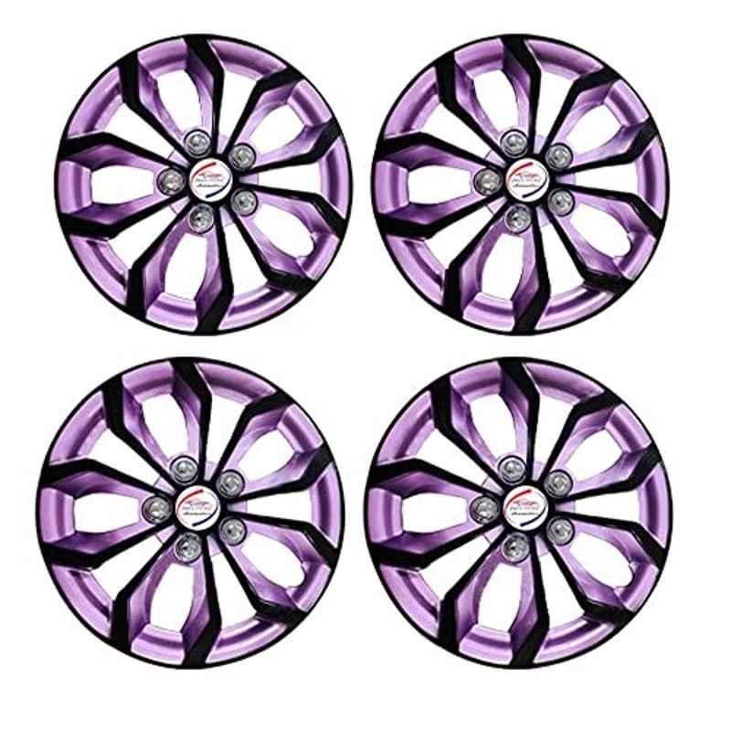 Auto Pearl 4 Pcs 13 inch Black Voilet ABS Press Type Hubcap Wheel Cover Set with Retention Ring for All Cars