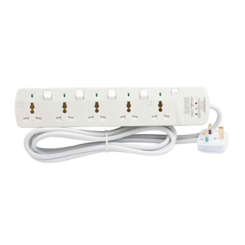 Terminator 3m 13A 5 Way Universal Power Extension Socket, TPB 5ASP
