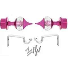 Ojass 9.5x4.5cm Stainless Steel Pink Solid Crystal Diamond Curtain Bracket with Support Clamp, SCB02NPINK (Pack of 2)