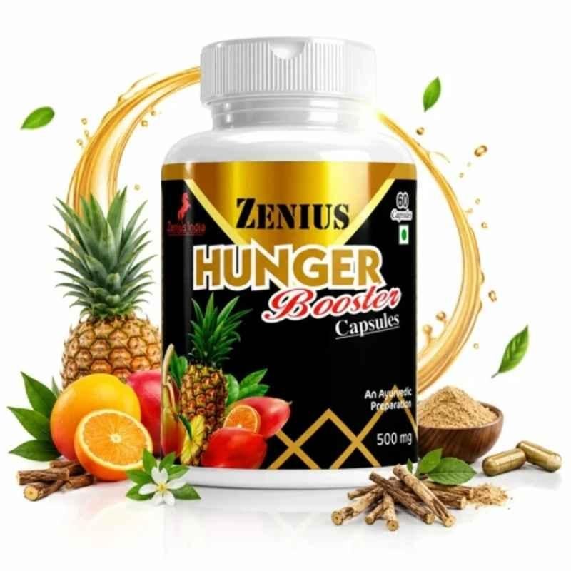 Zenius India 60 Pcs Hunger Booster Capsule with Saunth, Pippal, Kali Mirch, Ajwain & Ashwagandha for Appetite & Healthy Weight Gain