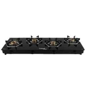 Sigri-Wala Titan 4 Burner Toughened Glass Black Automatic Gas Stove