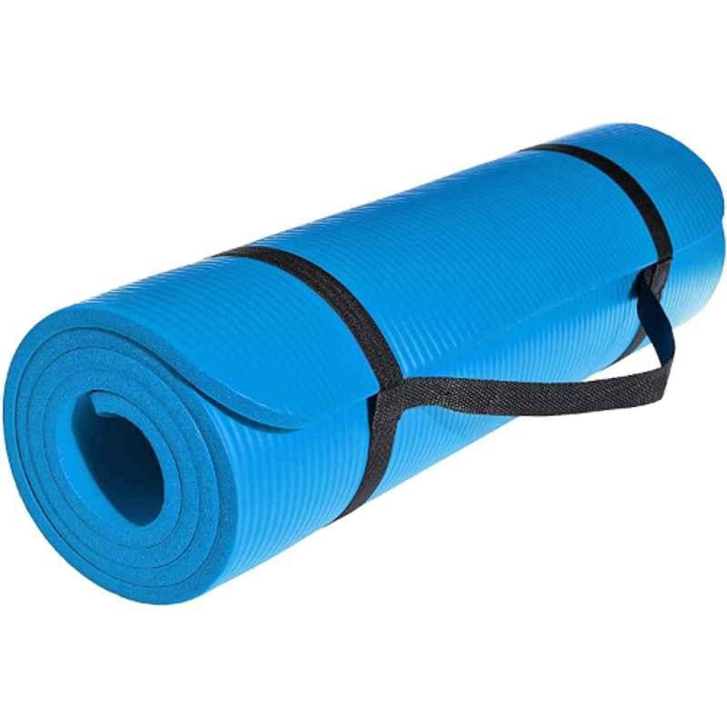 Strauss 61x10x8cm Polyvinyl Chloride Foam Blue Yoga Mat with Carrying  Strap, ST-2215