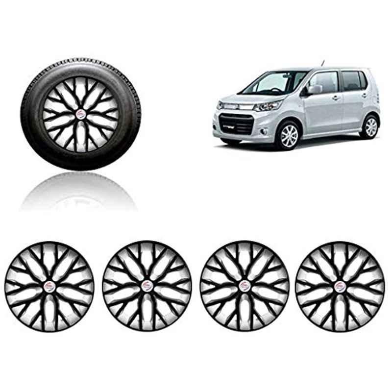 Auto Pearl 4 Pcs 13 inch ABS Black &a; Silver Press Type Fitting Car Wheel Cover Set for Maruti Suzuki Stingray-picture-22
