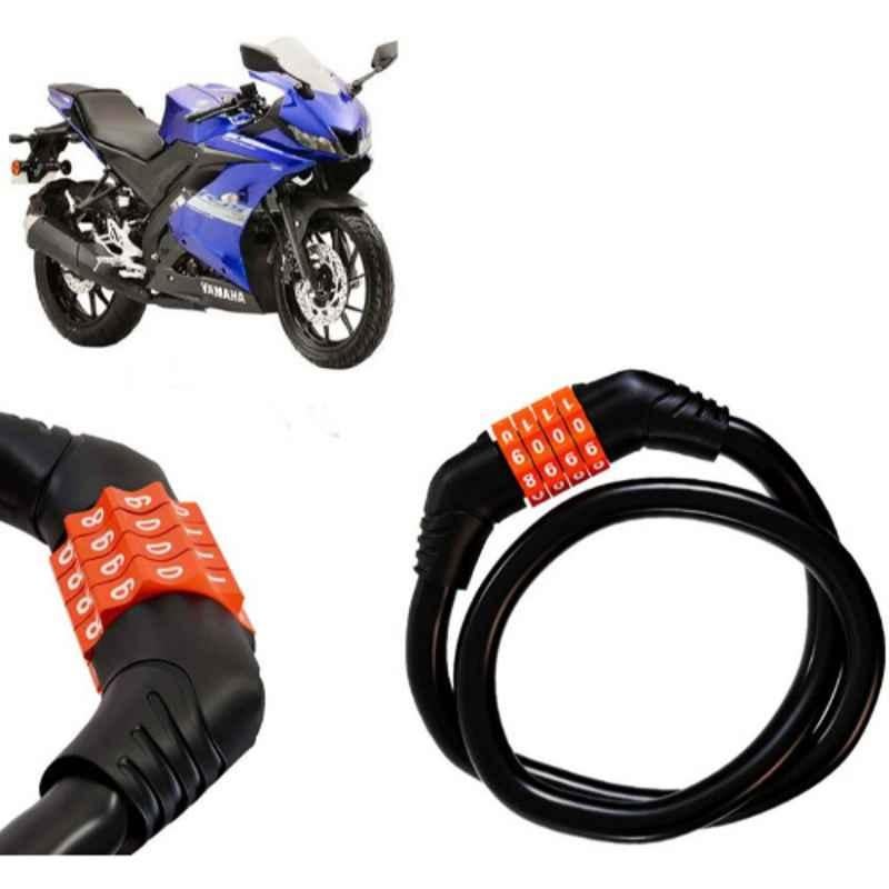 Auto Pearl Black & Orange 4 Digit Anti-Theft Combination Number Lock for YZF R15 S