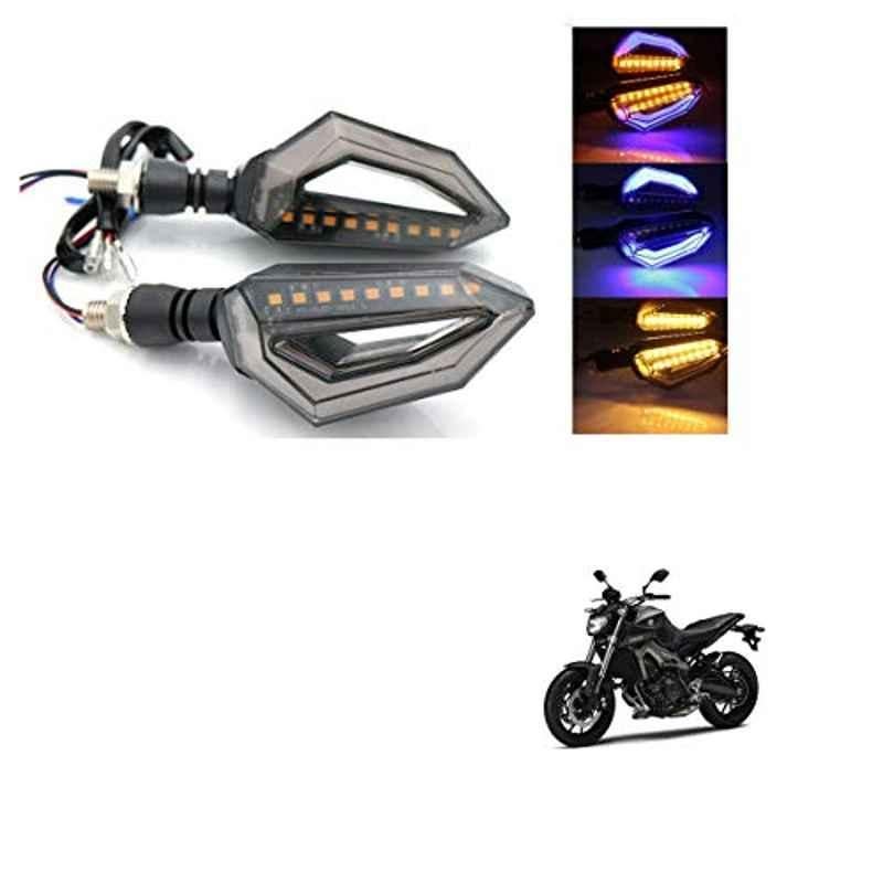 Kozdiko 4 Pcs Bike D Shaped 9 LED Front & Rear Side Turn Signal Indicator Light Set for Yamaha MT 09