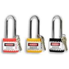 Asian Loto 3 Pcs 65mm Red, Yellow & Black Long Shackle Jacket Padlocks Set for Safety, ALC-LPL-RYK
