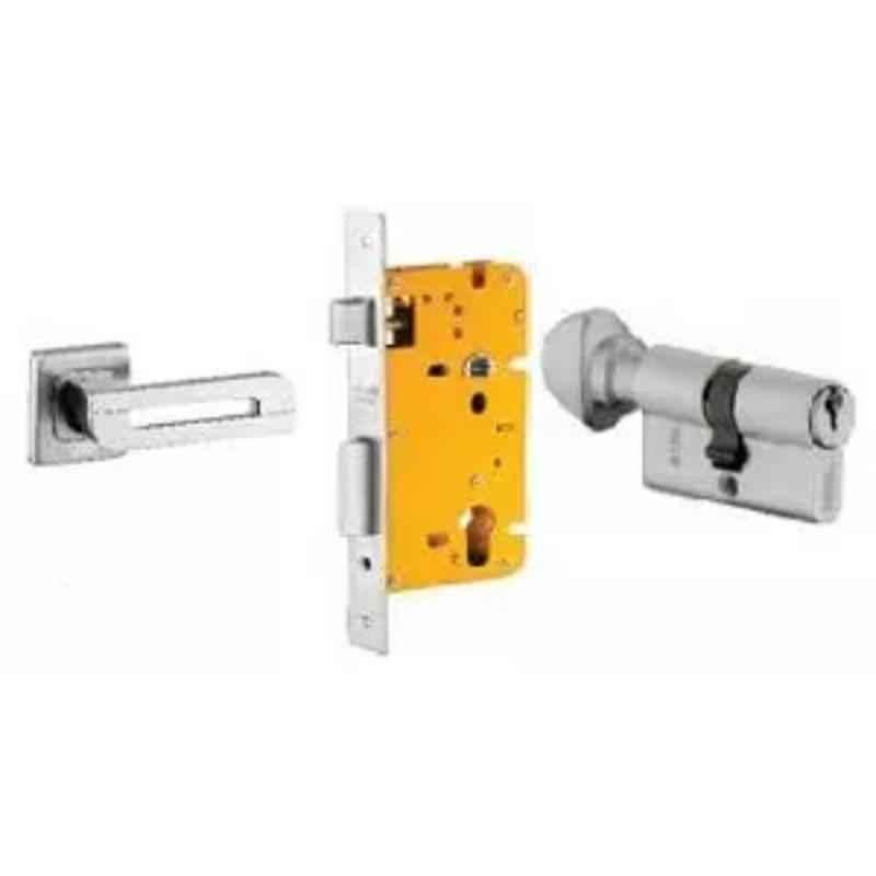 Dorset ML Series Lia 70mm Stainless Steel Silver Chrome Finish Door Handle Lock Set with Knob & Key, ML LIA OR SC (Pack of 4)