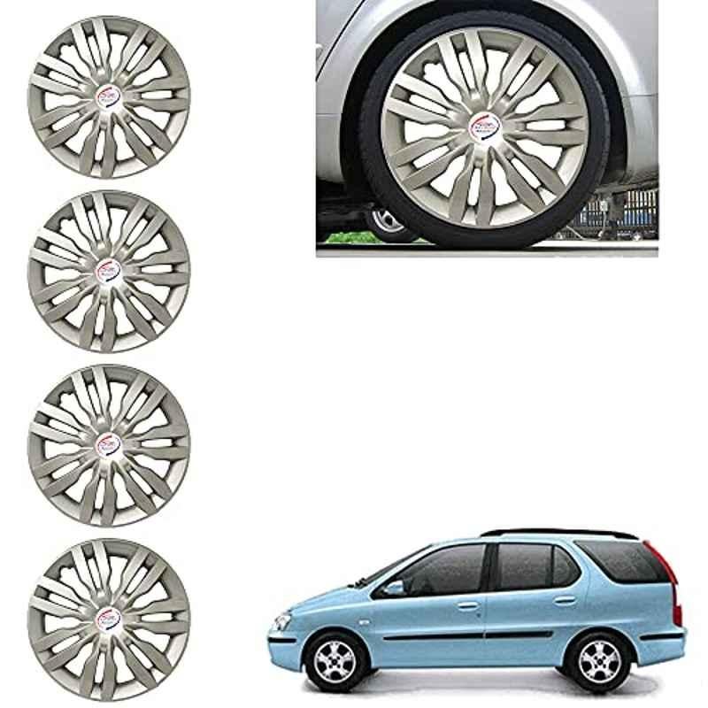 Auto Pearl 4 Pcs 14 inch ABS Silver Car Wheel Cover Set Tata Indigo Marina
