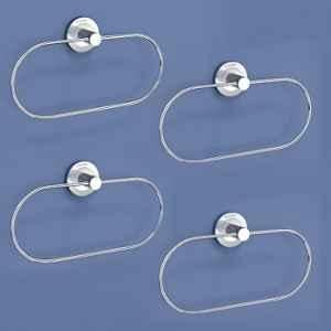 Plantex Stainless Steel Towel Ring for Bathroom/Wash Basin/Napkin-Towel Hanger/Bathroom Accessories Chrome-Oval (Pack of 4)