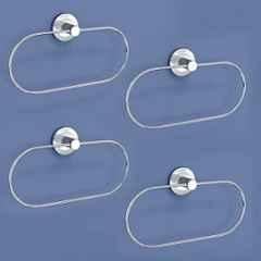 Plantex Stainless Steel Towel Ring for Bathroom/Wash Basin/Napkin-Towel Hanger/Bathroom Accessories Chrome-Oval (Pack of 4)