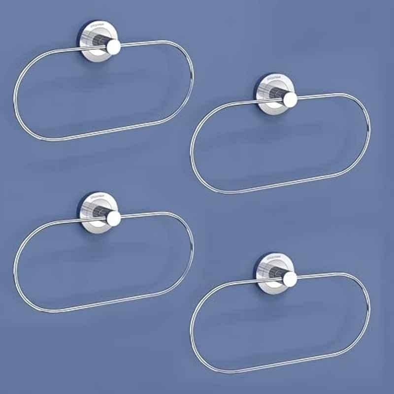 Plantex Stainless Steel Towel Ring for Bathroom/Wash Basin/Napkin-Towel Hanger/Bathroom Accessories Chrome-Oval (Pack of 4)