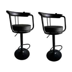 P P Chair Metal Chrome Finish Black Adjustable Height Bar Stool (Pack of 2)