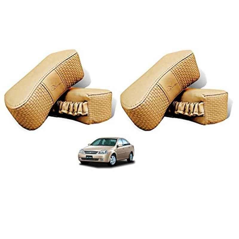 Kozdiko 4 Pcs CV Designer Beige Leatherite Neck Rest Car Cushion Pillow Set for Chevrolet Optra