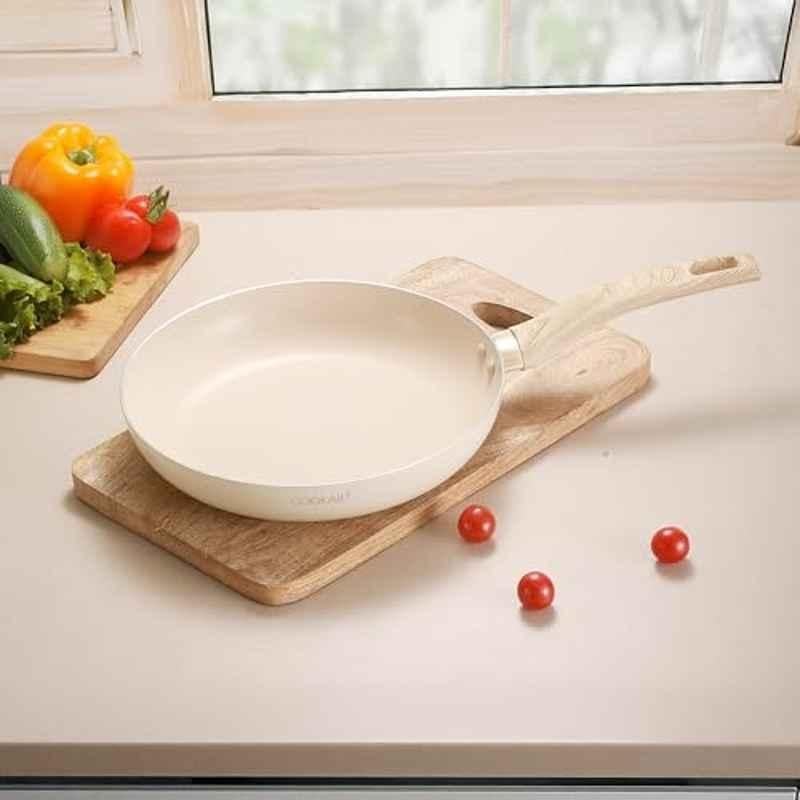 Cookaid Neo Glide 1.5 Litre Aluminium Cream Non Stick PTFE Coated Fry Pan, CKD-NS-FP24-06