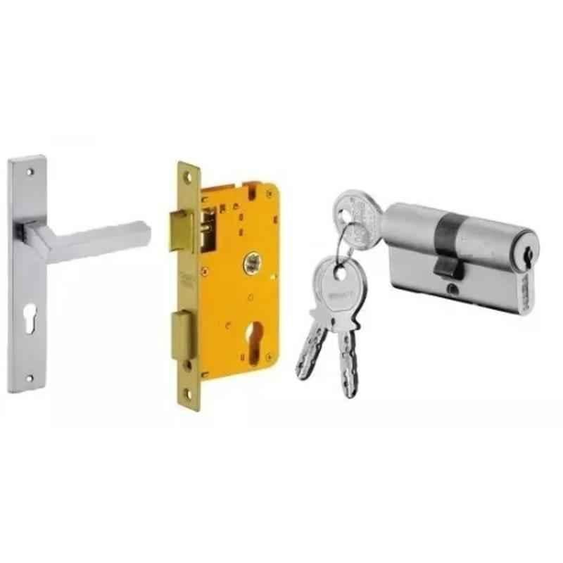 Dorset HL Series Nero 70mm Stainless Steel Door Handle Lock Set with Both Side Key Cylinder (Pack of 2)