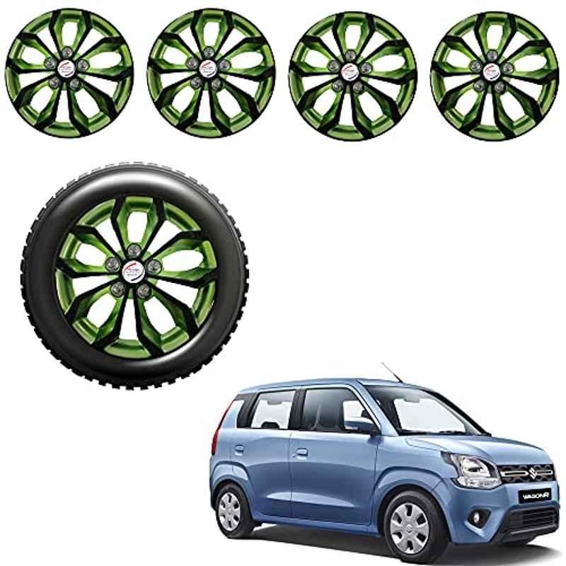 Auto Pearl 4 Pcs 14 inch ABS Black & Green Car Wheel Cover Set for Maruti Suzuki WagonR 2019