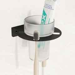Plantex Tumbler Holder for Bathroom/Stainless Steel Glass Toothbrush Holder/Toothpaste/Razor Holder/Bathroom Accessories Black