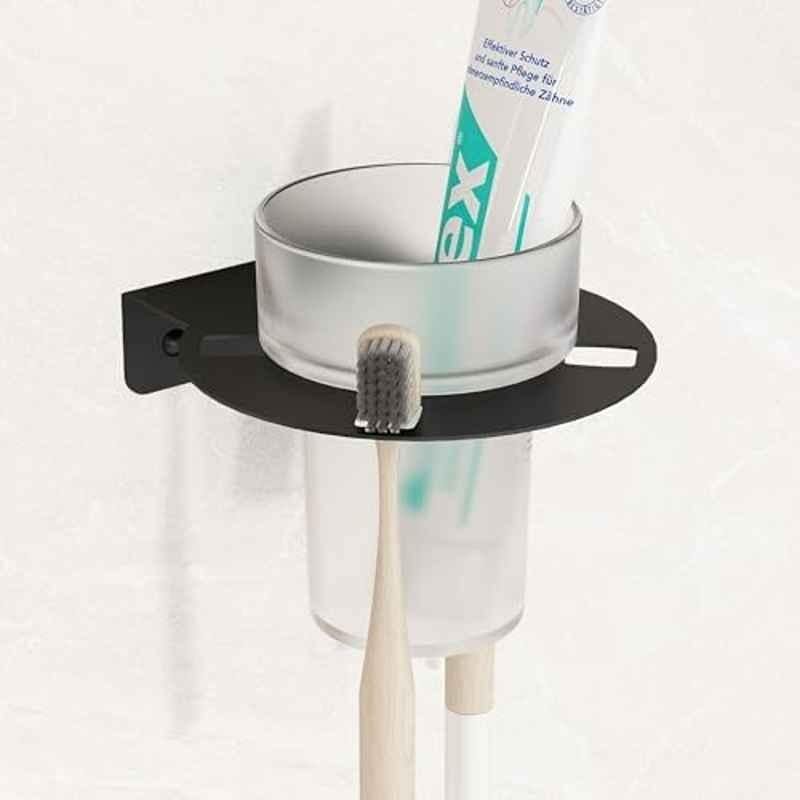Plantex Tumbler Holder for Bathroom/Stainless Steel Glass Toothbrush Holder/Toothpaste/Razor Holder/Bathroom Accessories Black