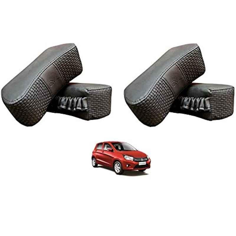 Kozdiko 4 Pcs CV Designer Grey Leatherite Neck Rest Car Cushion Pillow Set for Maruti Suzuki Celerio