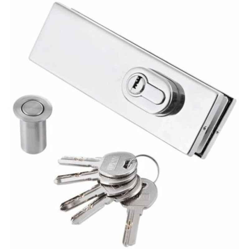 Dorfit Silver Stainless Steel Center Fixed Round Rod Patch Lock, DT150RD