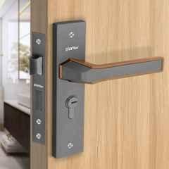 Plantex Heavy Duty Door Lock Set Main Door Lock Handle Set/Mortise Locks with 3 Keys, Brass Body & Cylinder 8126 Grey & PVD Choco