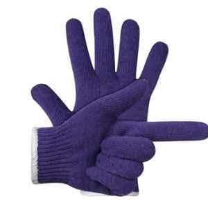 SSWW 80g Knitted Blue Cotton Knitted Hand Gloves, Size: 9 inch (Pack of 40)
