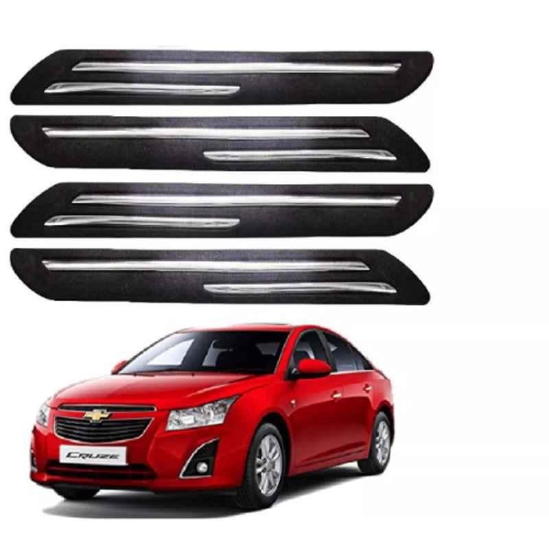 Sca Rubber Car Side Bumper Protector Guard with Double Chrome Strip for Chevrolet Cruze Type2 Model Black Set Of 4, SCA-YJDZ0P