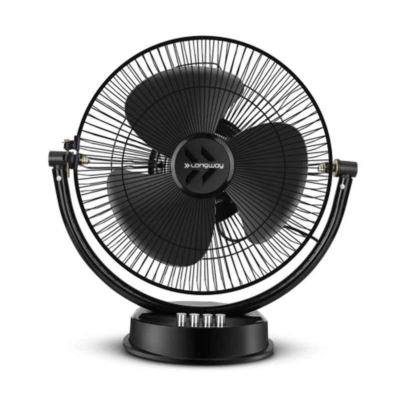 Longway Speedy 50W 3 Blade Black Ultra High Speed Anti-Dust Table Fan, Sweep: 300 mm