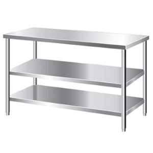 KitchenCraft 110x60x85cm Stainless Steel 304 Rectangular Two Undershelf Table for Restaurant, Canteen, Cafe & Kitchen