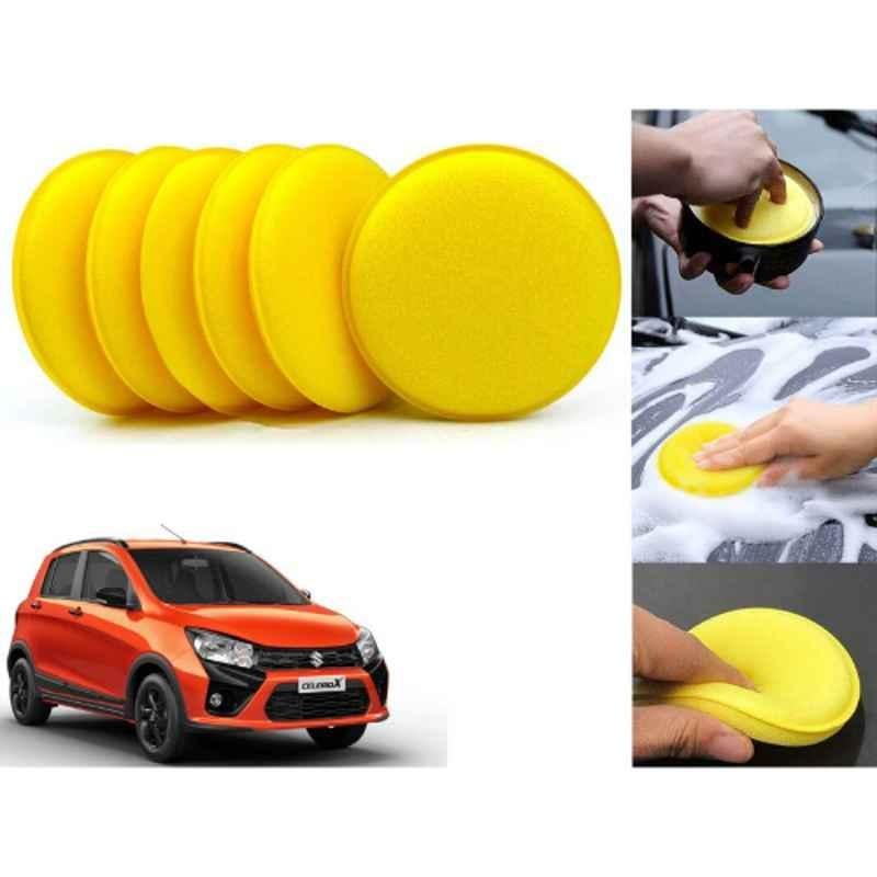 Auto Pearl Polyurethane Beige Washing & Waxing Polish Foam Sponge for CelerioX 2018 (Pack of 6)