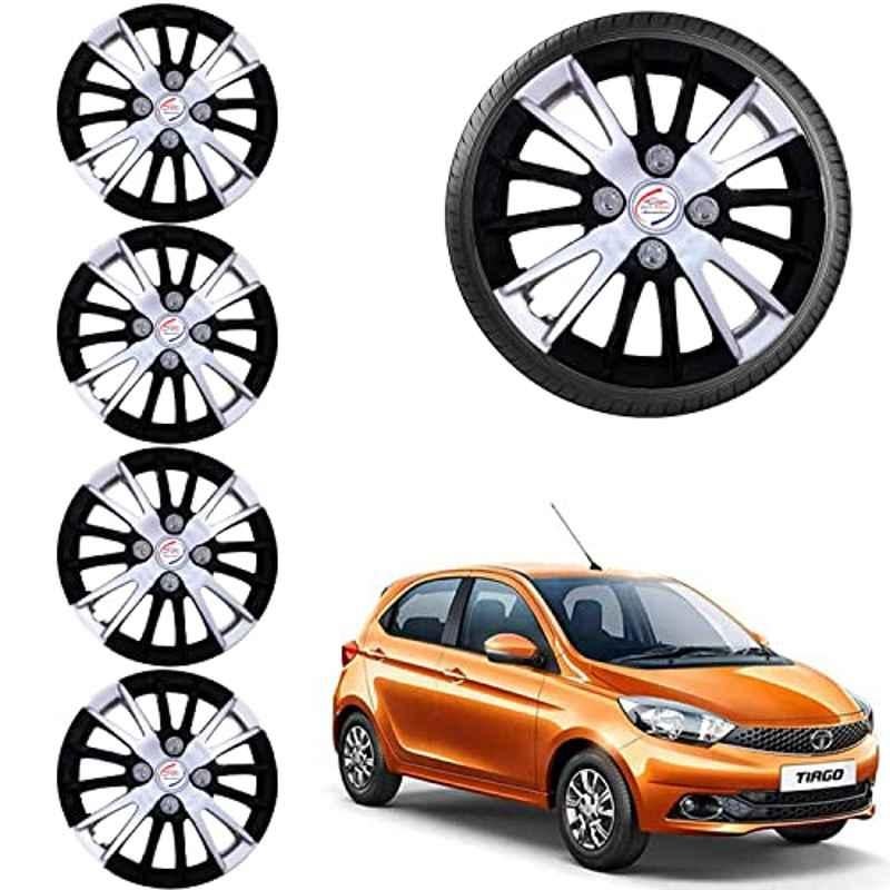 Auto Pearl 4 Pcs 14 inch ABS Black & Grey Car Wheel Cover Set for TATA Tiago