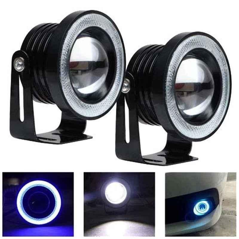 AllExtreme EX3IF2P 2 Pcs 3 inch 10W White LED Projector Fog Light Set for Car