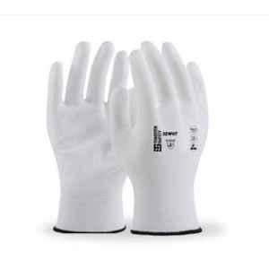 Tungsten Safety 13 Gauge 32g Polyester Liner White Safety Gloves with PU Coated Palm, Size: 8 (Pack of 600)