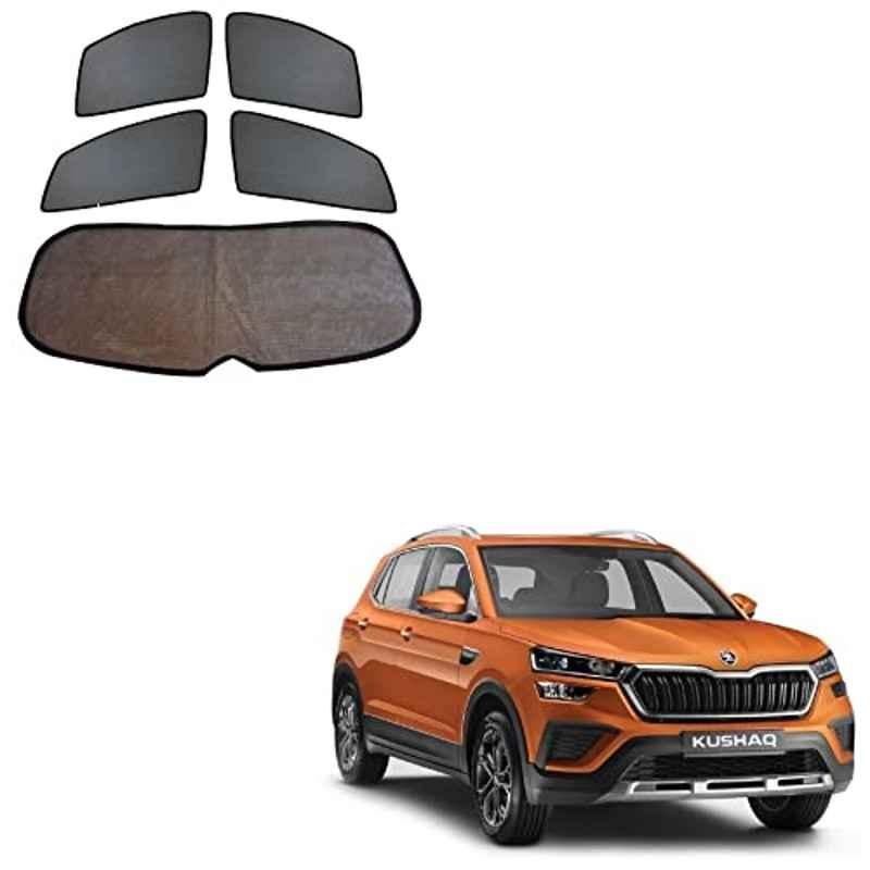 Kozdiko 5 Pcs Black Fixed Window & Rear Sun Shade Set for Skoda Kushaq