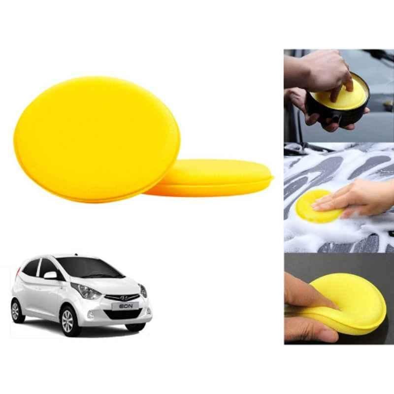 Auto Pearl Polyurethane Beige Washing & Waxing Polish Foam Sponge for Eon ERA (Pack of 2)