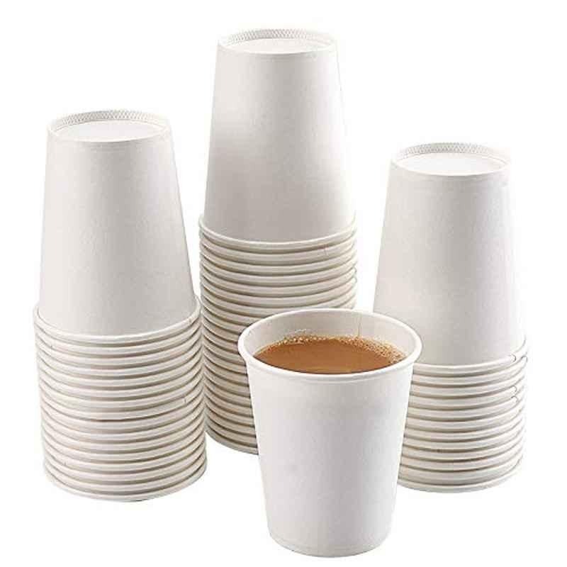 Luxki 50 Pcs 8 Oz Paper White Disposable Cup Set