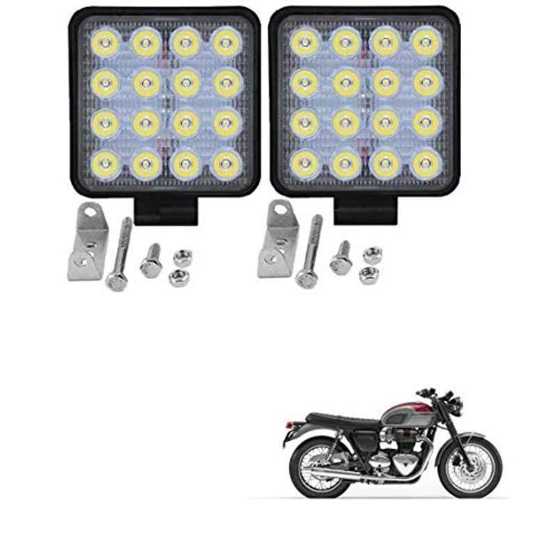 Kozdiko 2 Pcs 48W 16 LED Square Bright Beam White Fog Light Set for Triumph Bonnervilie Street Twin, koz_92852